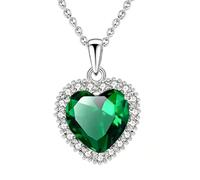 VONSSY Heart Pendant Necklace Women Jewelry Gift 18k Gold Plated Chain | Ruby Emerald Sapphire Gemstone Crystal Zircon Statement for Mother Wife Heart of the Ocean Love Valentine's Anniversary