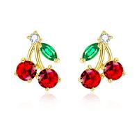 VONSSY Hypoallergenic Gemstone Drop Dangle Cherry Earrings, Platinum/Rose Gold Leverback Crystal Stud, Sterling Silver Nickel Free Trendy Diamond Vintage Earrings for Women Daughter Girlfriend…