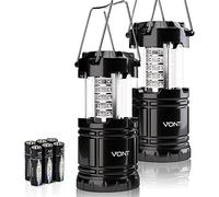 Vont 2 Pack Portable Outdoor LED Camping Lantern Survival Kit for Hurricane, Emergency, Storm, Outages (Black, Collapsible)