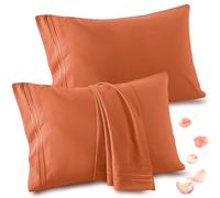 Vonty 2 Pack Pumpkin Orange Standard Pillowcases, 20x26, 1800 Microfiber