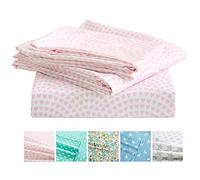 Vonty Kids Bed Sheets Full Pink Heart Printed Sheets for Girls, Soft Lightweight Microfiber Easy Wash Bedding Set (1 Fitted Sheet + 1 Flat Sheet + 2 Pillowcase)