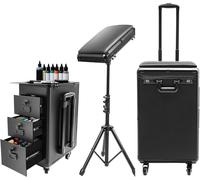 VonVVer 3 in 1 Tattoo Travel Case with Tattoo Armrest, Rolling Makeup Train Case 3 Drawers, Lockable Tattoo Artist Portable Work Station with Removable Tripod,44lbs Capacity for Stylists (Acrylic Top)