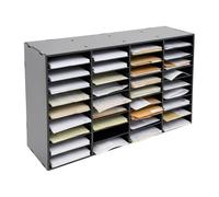 VonVVer 36 Compartment Literature Organizer, Heavy Duty Desk Paper Storage Organizer with Removable Partitions, 176 lbs Capacity, Modern Office Mailbox & Document Sorter (36 Compartment, Black)