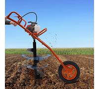 VonVVer Post Hole Digger 63cc 2 Stroke - Hand Push Petrol Earth Auger 3HP Fence Post Ground Hole Borrer Digger with 300mm Drill Bit Ground Drill Pit Digger Gasoline Agriculture Forestry (Orange)