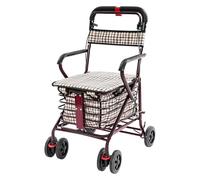 VonVVer Rollator Walker with Seat, 4 Wheel Rollator Walking Aid for Seniors, Folding Lightweight Walking Frame on Wheels, 330lbs Load Large Storage Basket Adjustable Backrest (Wine Red)