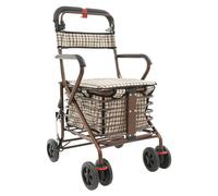 VonVVer Rollator Walker with Seat, 4 Wheel Rollator Walking Aid for Seniors, Folding Lightweight Walking Frame on Wheels, 330lbs Load Large Storage Basket Adjustable Backrest (Black Bronze)