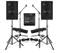 Vonyx 12-Inch Complete PA System Package with Mixer, Microphone, Stands - Ideal PA Setup for Live Band, Vocalist Performances and Church Sound Systems