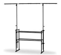 VONYX 4ft DJ Deck Stand, Heavy-Duty Mobile Disco Booth, Overhead T-Bar | Solid steel, adjustable lighting bar, dual-tier rails, events parties