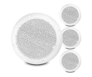 VONYX 4x 6.5 Inch White Waterproof Ceiling Speakers, IP44 Rated 200W Passive 2-Way Speaker Set for Bathroom, Garden, Boat, Wet Room Installations, Home & Commercial Audio Systems Pack of 4