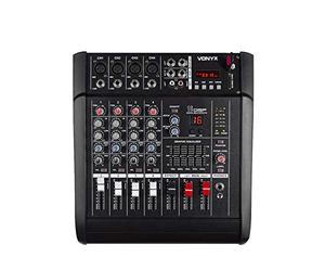 Vonyx AM5A 5-Channel Powered Mixer with Bluetooth, DSP Effects, Phantom Power, USB MP3 Player and 1000W Amplifier for Professional DJ and PA Systems