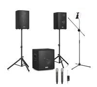 Vonyx Bluetooth Professional Karaoke System with Wireless Microphones, 18" Subwoofer, Dual 12" Top Speakers, Mic Stand & Tablet Holder for Adults, Pubs, Parties