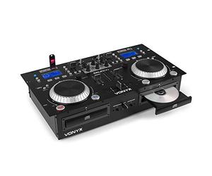 Vonyx CDJ500 Professional DJ CD Mixer Combo with Built-In Amplifier, Bluetooth Connectivity and Dual Players for Live Events, Parties, Studio Sessions