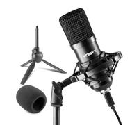 VONYX CM300 USB Condenser Microphone - Professional Studio USB Podcast Mic Kit with Shock Mount, Tripod Stand & Pop Filter for Podcasting, Streaming, Gaming, Voice Recording - Black