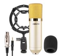 VONYX CM400C Condenser Microphone, Studio Recording Set for Vocals & Instruments, Large Diaphragm with Shockmount, Pop Filter, Champagne Gold