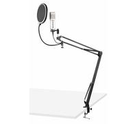 VONYX CMS320S Studio USB Microphone Set with Echo Titanium - USB Microphone for Podcasting, Streaming, Gaming & Laptop Use, Cardioid Condenser, Pop Filter, Adjustable Arm Stand, Plug & Play