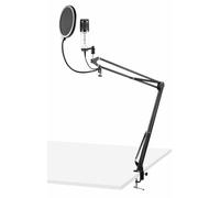 VONYX CMS320W Studio USB Microphone Set with Echo and Boom Arm Stand - Professional Condenser USB Microphone for Podcasting, Streaming, Laptop, PC Recording - White