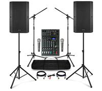 Vonyx Complete PA System Package - VSA120S 12" Active/Passive Speaker Set, Studiomaster CLUB XS6 Mixer, Microphones, Stands & Bluetooth for Bands, Singers, Churches & Event Use
