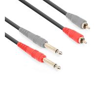 Vonyx CX324-3 3m 2x 6.3mm Mono Jack to 2x RCA Male High-Quality Signal Cable