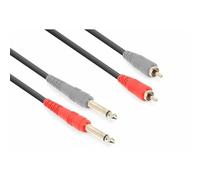 VONYX CX324 3m Audio Cable - 2x 6.3mm Mono Jack to 2x RCA Male Plugs, Durable Metal Connectors, Premium Shielded Lead for DJ, PA, Mixer & Hi-Fi Audio System Connections