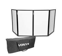 Vonyx DB2 Foldable DJ Facade with Carry Bag, 4-Panel Portable Disco Lighting Screen Booth, Lightweight Steel Frame & Lycra Scrim, Ideal for Mobile DJs & Events