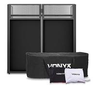 Vonyx DB4 Pro Foldable Mobile DJ Booth Stand with Carry Case, Lycra Covers, Steel Frame and Shelf Support - Portable Table Desk Equipment for Events, Parties, Clubs, Speaker Setup