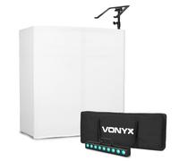 Vonyx DBC105 Portable DJ Booth Stand System with Storage Bag, Laptop Holder, and LED Light Bar - Complete Mobile DJ Workstation for Events, Weddings, and Mobile Entertainers
