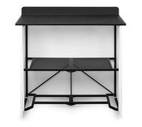 Vonyx DBF105 foldable mobile DJ booth stand - portable 1m wide DJ table for events, gigs or minimalist setups, includes black & white lycra covers, aluminium design, carry bag, quick assembly