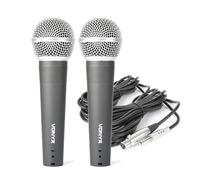 VONYX DM58 Dynamic Vocal Microphone Twin Pack with 5m Cables, Wired Cardioid XLR Handheld Mics for Karaoke, Live Singing, Speeches, Events and Home Recording