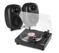 Vonyx DT3000 Belt Driven Record Player with Audizio Bluetooth Bookshelf Speakers, built in phono preamp, RCA cable included, USB Vinyl Turntable, AT3600 cartridge