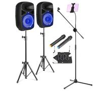 VONYX Home Karaoke System with VPS102A 600W Speakers, AV510 Karaoke Mixer, Wireless Microphones, Bluetooth & Adjustable Tablet Holder Microphone Stand