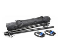 VONYX LST06 Adjustable Subwoofer Speaker Pole Set, Pair of Height-Adjustable PA Speaker Stands with Two 3m NL4 Cables, 35mm Tube, 50kg Load, Protective Carry Bag Included