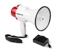 VONYX MEG025 Portable Megaphone Loudhailer Bullhorn with Rechargeable Battery, 25W Power, USB Charging, Bluetooth, Siren & 60s Recording/Playback - Ideal for Events & Outdoor Use | bullhorn megaphone