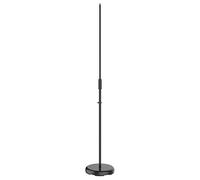 Vonyx MS100B Adjustable Microphone Stand with Heavy-Duty Round Anti-Vibration Base - Metal Upright Tube, Black Finish, Ideal for Bands, Schools, Singers, Includes Cable Clips & Thread Adaptor