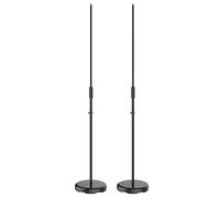 Vonyx MS100B Adjustable Microphone Stands Set, Pair of Metal Mic Stands with Heavy Round Anti-Vibration Bases and Height Adjustment, Ideal for Bands, DJs, Singers & Stage Performances, Black