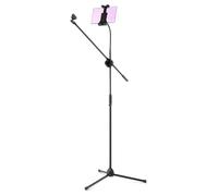 Vonyx MS10TH Adjustable Microphone Boom Stand with Tablet Mount - Stable Tripod Mic Stand with Tablet Holder & Boom Arm for Live Performances, Karaoke, Speech, Singing & Studio Use