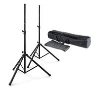 Vonyx PA Speaker Stands Pair with Height Adjustment up to 1.8m & Beamz Padded Carry Case - Lightweight Portable Set for DJs, Bands, Karaoke, Stages, Events & Conferences
