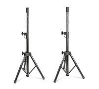 Vonyx Pair of Tripod Speaker Stands - Foldable PA Speaker Stand Set with Adjustable Height 69-115cm, Safety Pin & 35mm Pole for DJ, Band, Event Sound Systems, Black (20kg Max Load Each)