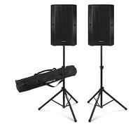 Vonyx Passive PA System Pair VSA10P 10-Inch 1000W Speakers with Tripod Stands and Carry Bag - Portable DJ Stage Audio Bundle