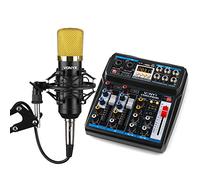Vonyx Podcast Kit with VMM-P500 USB Audio Mixer, CMS400B Condenser Microphone, Desk Arm & Pop Filter for Live Streaming, Gaming, Broadcast & Studio Recording