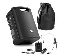 Vonyx PRO X1A Portable PA System with Wireless Headset Mic and Carry Bag, Battery Powered PA Speaker with Bluetooth 5.0, 22 Hour Battery, Ideal for Fitness Classes and Busking