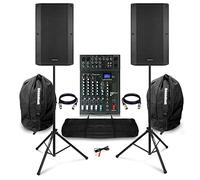 Vonyx Professional Complete PA System Package - VSA120S 12" Active/Passive Speakers, Studiomaster Club XS6 Mixer, Bluetooth Streaming, Speaker Stands, Cables & Bags for Bands, Singers & Churches