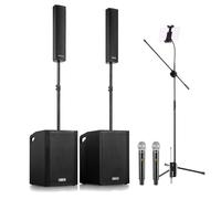 Vonyx Professional Karaoke System with Bluetooth Speakers, Dual Wireless Microphones & Folding Stand for Pubs, Parties & Events - Complete PA Speaker Bundle for Adults & Home Karaoke Machines