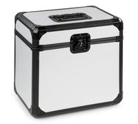 VONYX RC82 12 Inch LP Vinyl Record Storage Travel Case, Aluminium Silver DJ Record Case for Up to 70 Records, Foam Lined, Lockable Latch, Stackable with Removable Lid