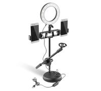 VONYX RL20 LED Desktop Ring Light with Stand and Phone Holder, 20cm Desk Ring Light for iPhone Android, Portable Overhead Camera Mount, Selfie Lighting for Video Recording and Photos