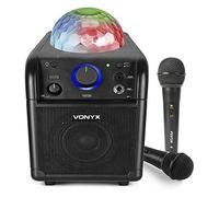 VONYX SBS50-B Kids Karaoke Machine with Bluetooth Speaker, Wired Microphone, Portable Rechargeable Battery & LED Disco Party Lights - Children's Karaoke Speaker System, Black