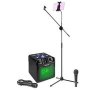 VONYX SBS50B-D Kids Bluetooth Karaoke Machine with 2 Microphones, Tablet Stand, Built-in Drum Pads and LED Party Lights - Wireless Music Streaming Karaoke Speaker Set for Children