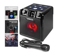 VONYX Fenton SBS50-B Portable Bluetooth Party Speaker with Built-in Drums, Karaoke Machine and Microphone, Aux Input, Mood Light, Finger Drumming, Electronic