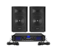 Vonyx SL10 Passive DJ PA Speaker System with Fenton FPL1000 Amplifier - 10 Inch 1000W Stereo Bluetooth Amplifier Setup for House Parties, Bedroom DJs & Small Events