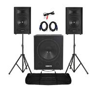 VONYX SL12 12" Passive DJ PA Speaker Pair with Stands & SMWBA18 Subwoofer - Powerful 1800W Sound System for DJs, Live Events, Clubs, and Parties - Professional Audio Equipment