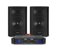 Vonyx SL12 12" Passive DJ PA Speaker Set with 1000W Amp, Cables - Complete Passive PA System Kit for DJs, Bands, Events & Parties, 2x 12" DJ Speakers, SPL-1000 Amplifier, RCA & Speaker Cables Included